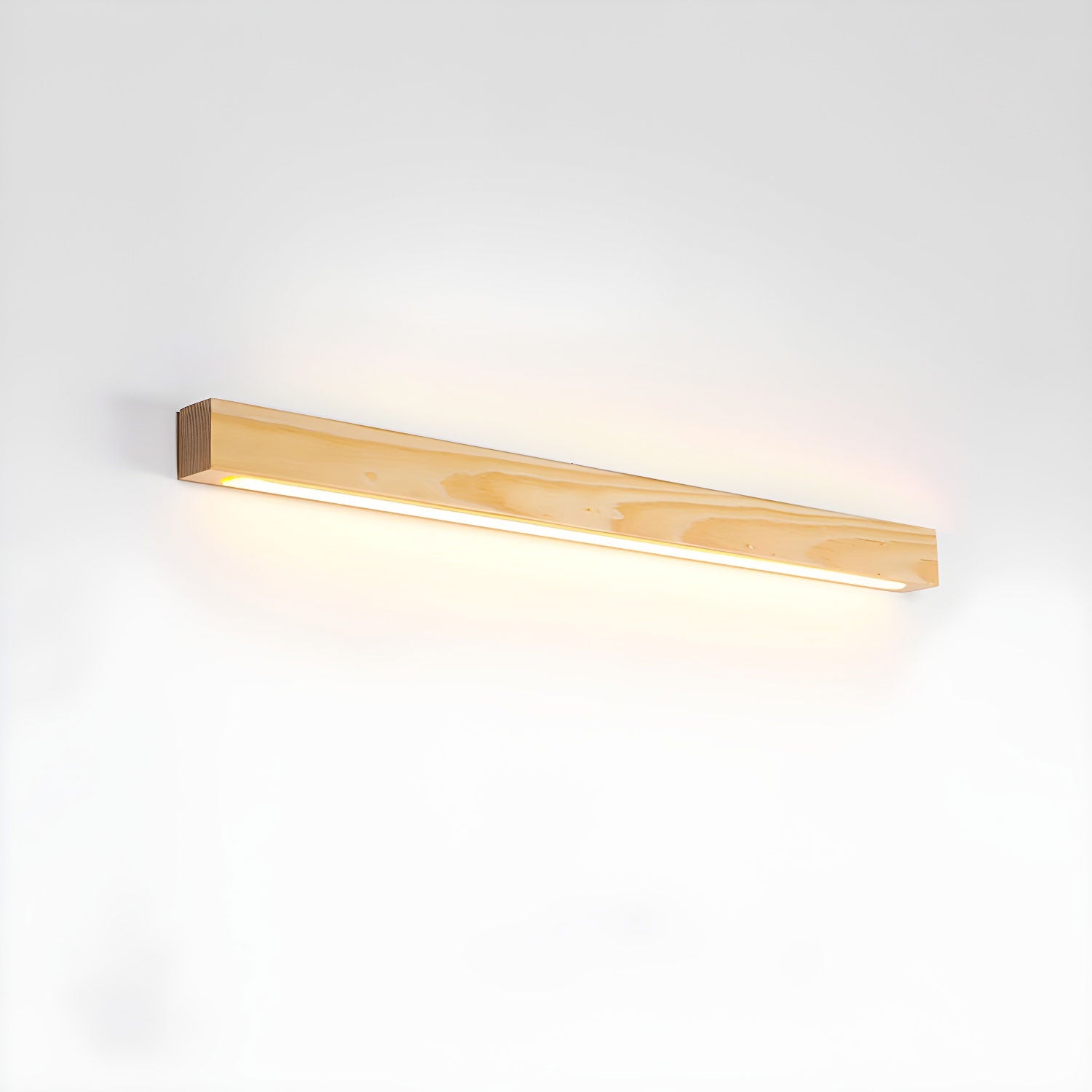 Minimalist Linear Wood Wall Light With Soft Downlight