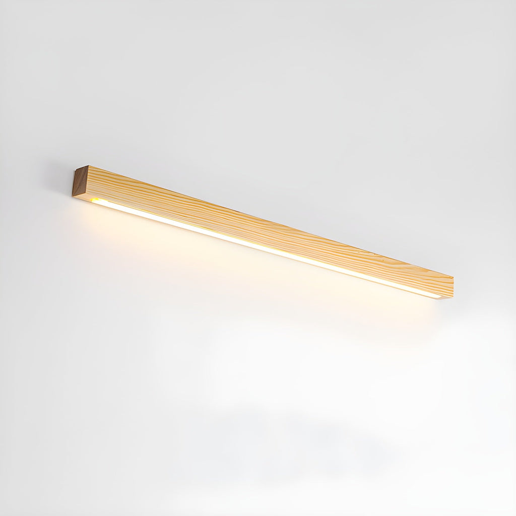 Minimalist Linear Wood Wall Light With Soft Downlight