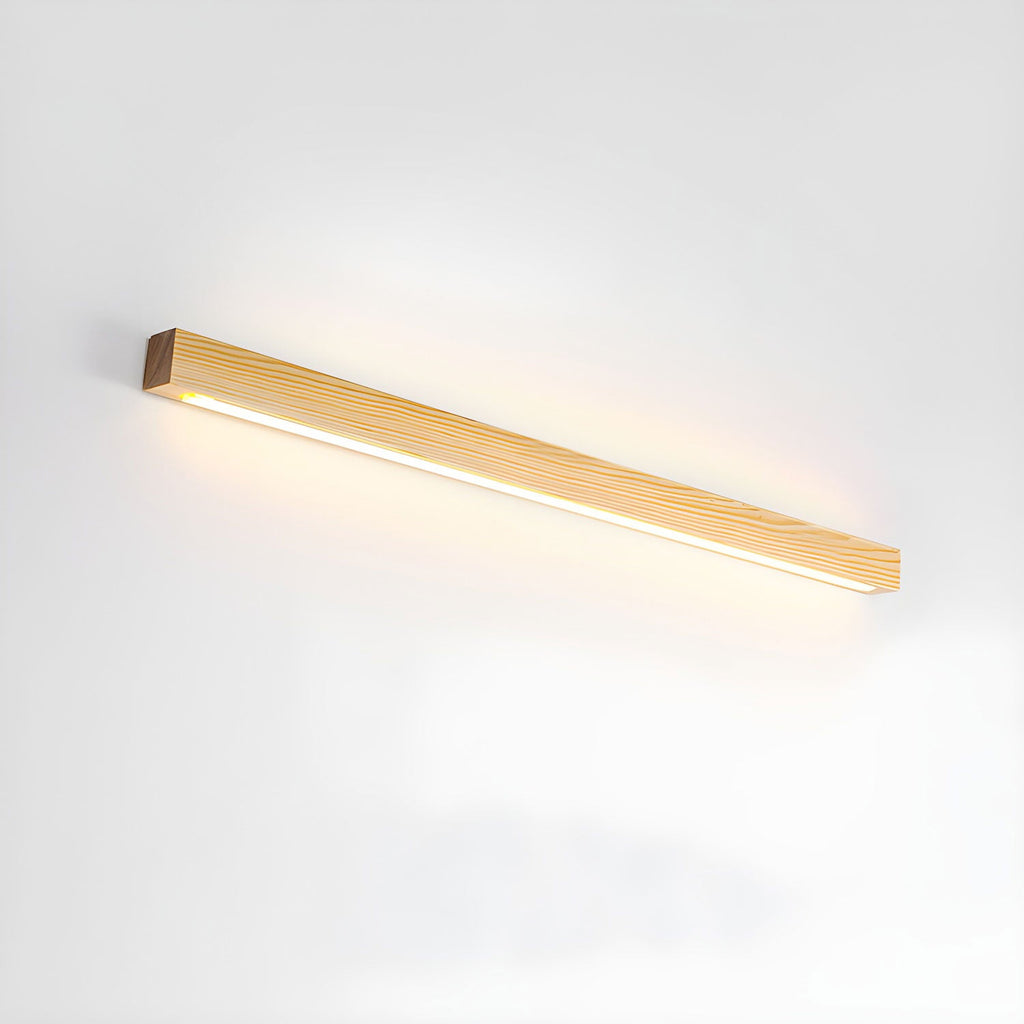 Minimalist Linear Wood Wall Light With Soft Downlight