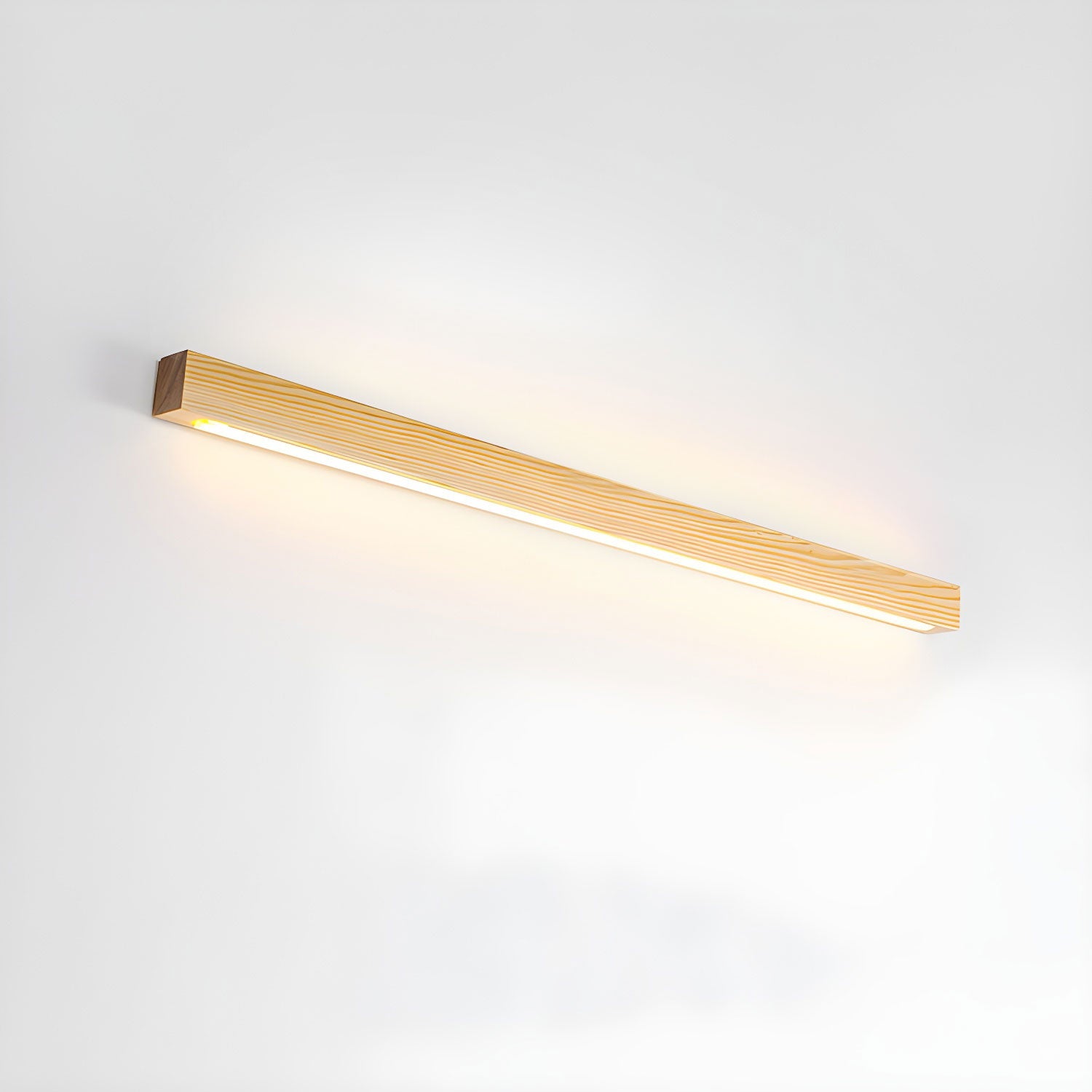 Minimalist Linear Wood Wall Light With Soft Downlight