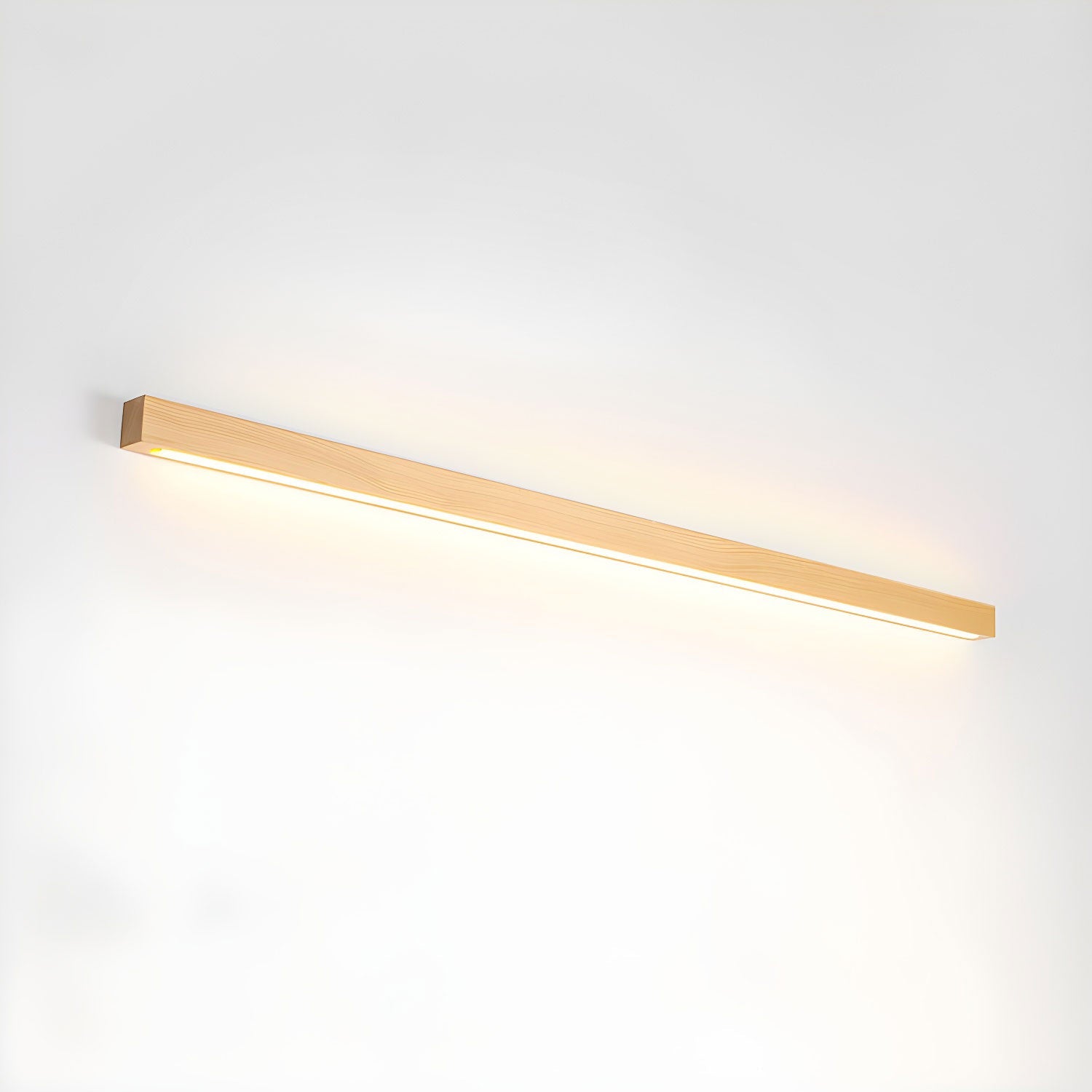 Minimalist Linear Wood Wall Light With Soft Downlight