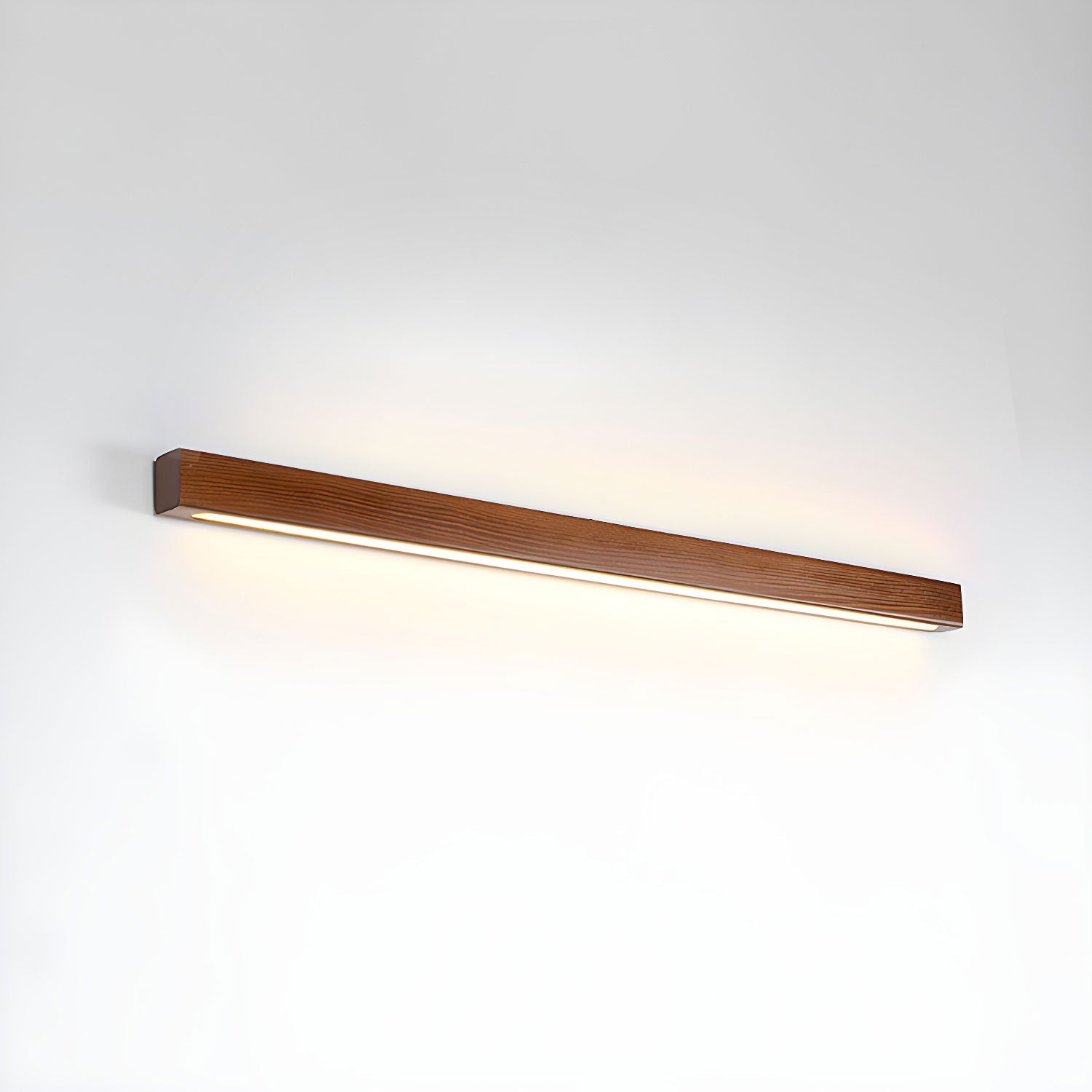 Minimalist Linear Wood Wall Light With Soft Downlight
