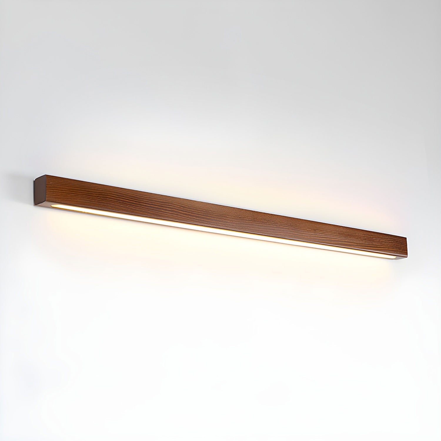 Minimalist Linear Wood Wall Light With Soft Downlight