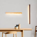 Minimalist Linear Wood Wall Light With Soft Downlight