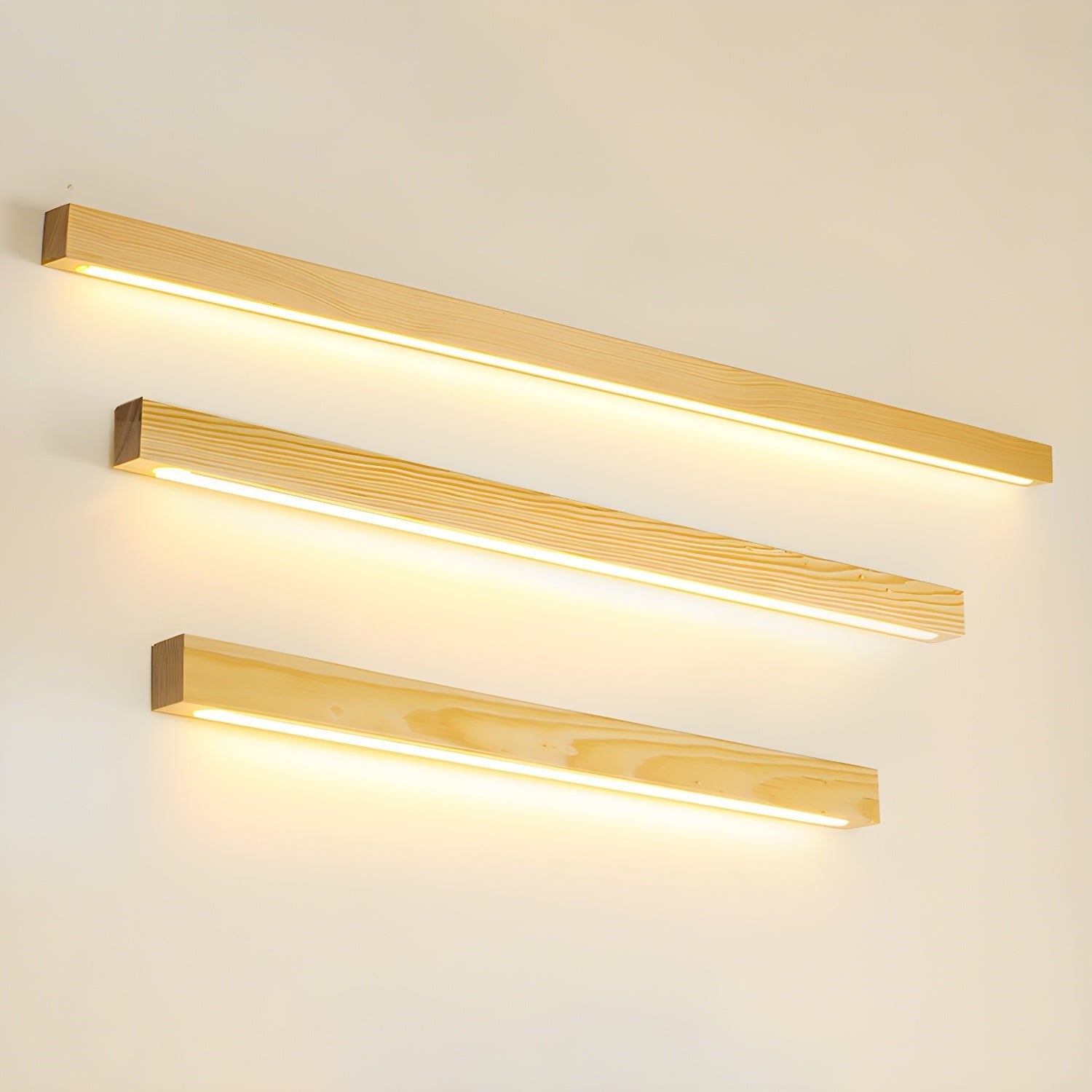 Minimalist Linear Wood Wall Light With Soft Downlight