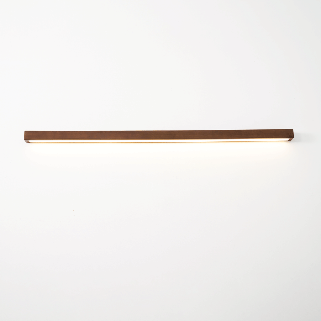Minimalist Linear Wood Wall Light With Soft Downlight