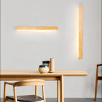 Minimalist Linear Wood Wall Light With Soft Downlight