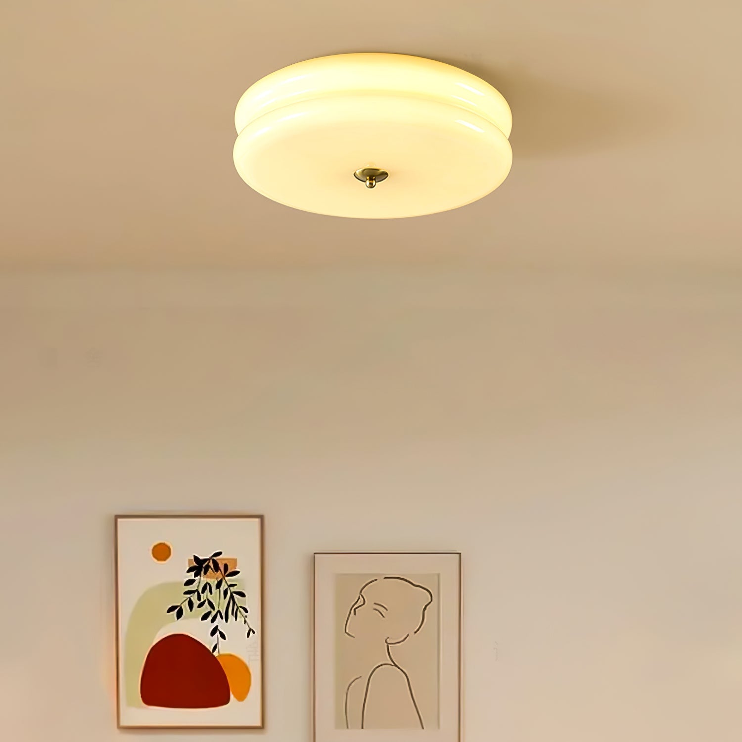 Art Deco Vintage Glass Flush Mount Ceiling Light