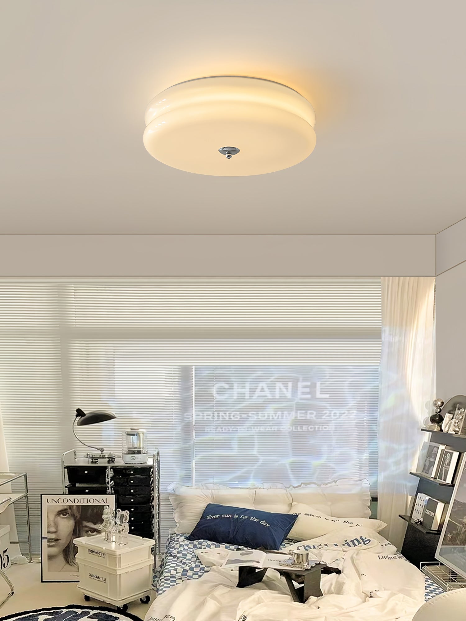 Art Deco Vintage Glass Flush Mount Ceiling Light