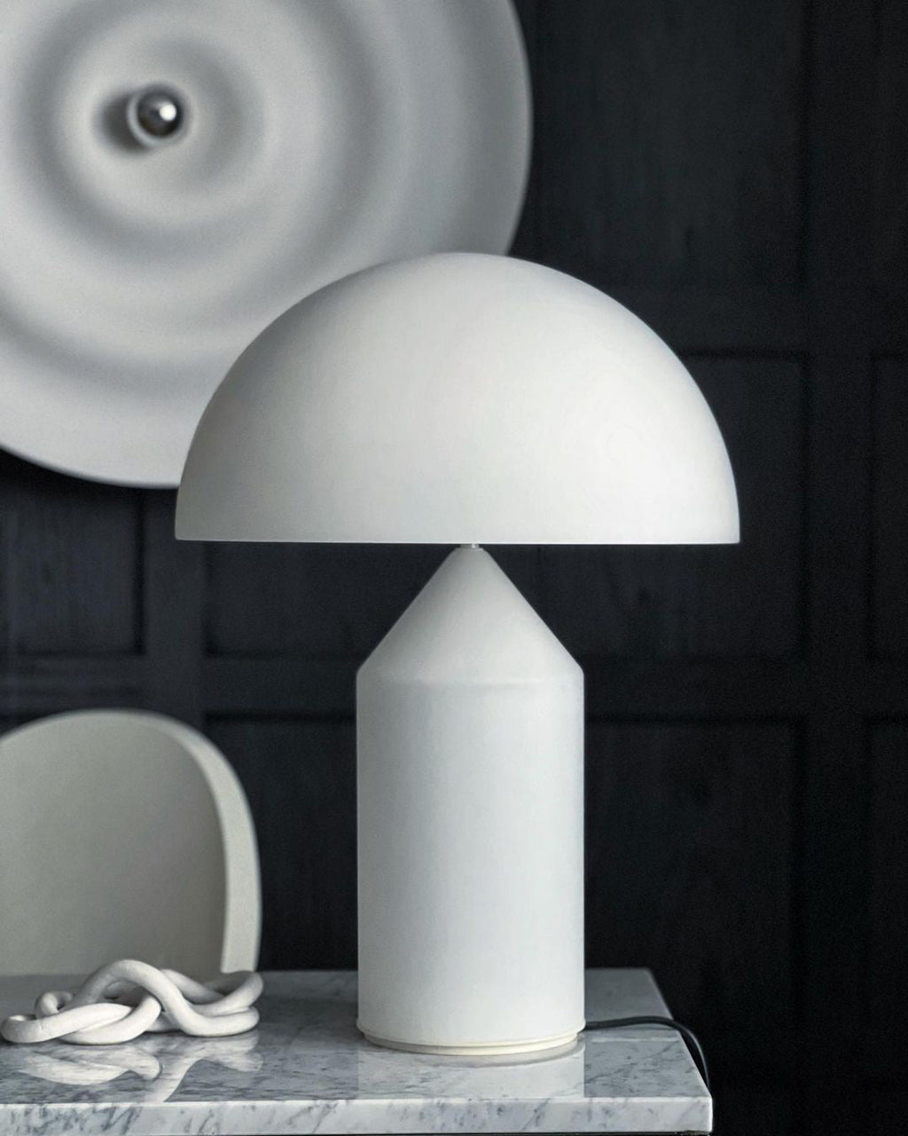Mushroom Dome Metal Table Lamp With Sculptural Base