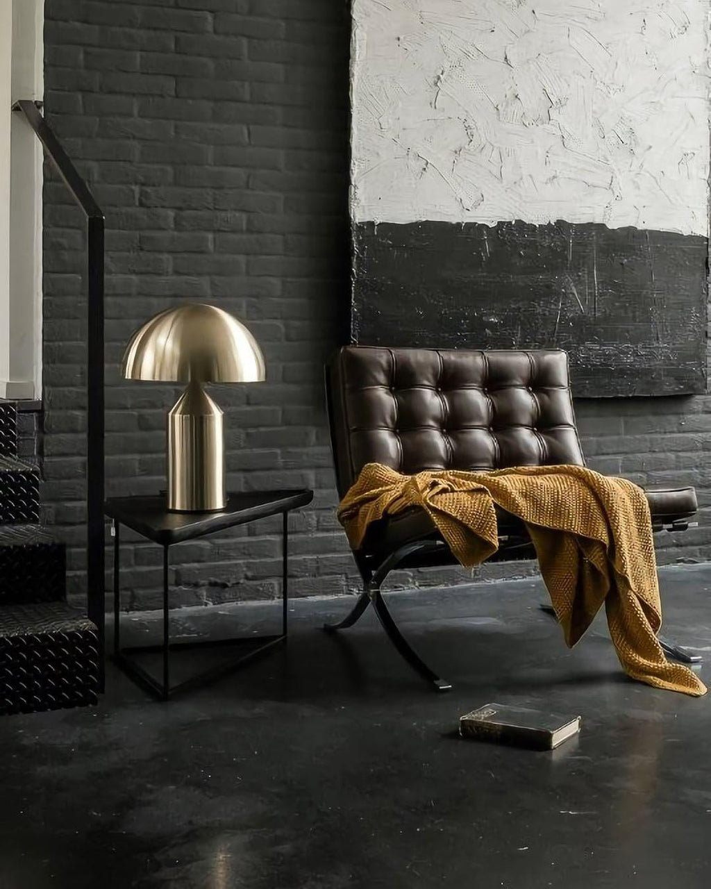 Mushroom Dome Metal Table Lamp With Sculptural Base