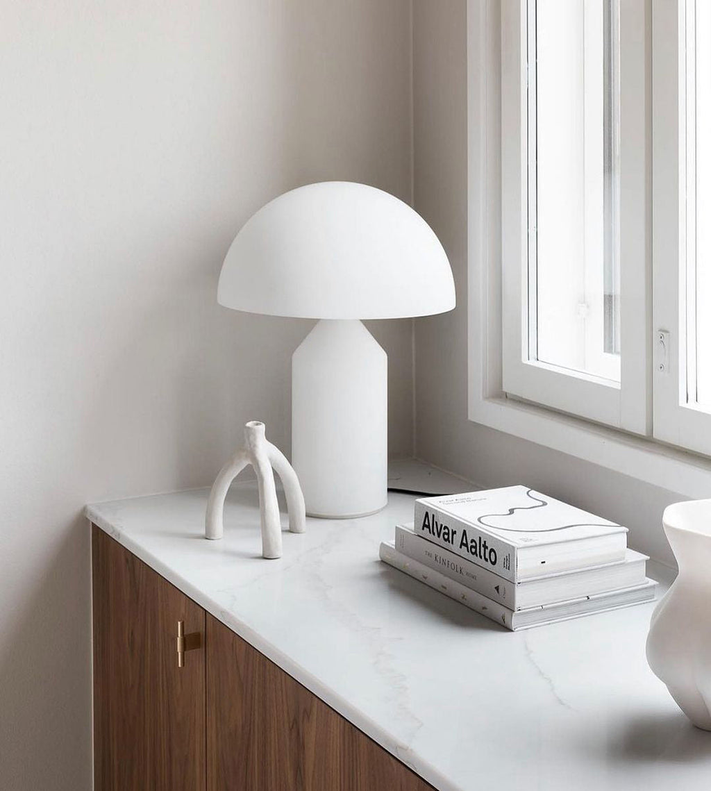 Mushroom Dome Metal Table Lamp With Sculptural Base