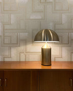 Mushroom Dome Metal Table Lamp With Sculptural Base