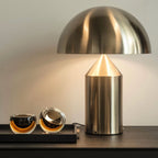 Mushroom Dome Metal Table Lamp With Sculptural Base