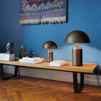 Mushroom Dome Metal Table Lamp With Sculptural Base