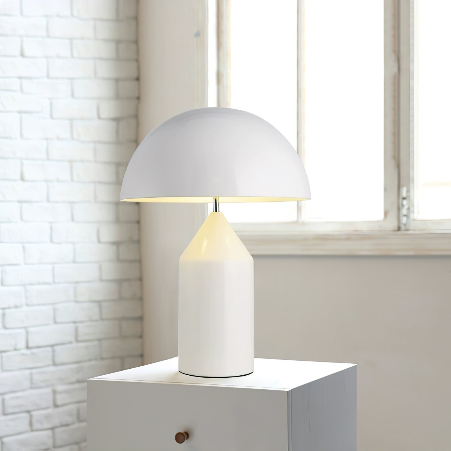 Mushroom Dome Metal Table Lamp With Sculptural Base