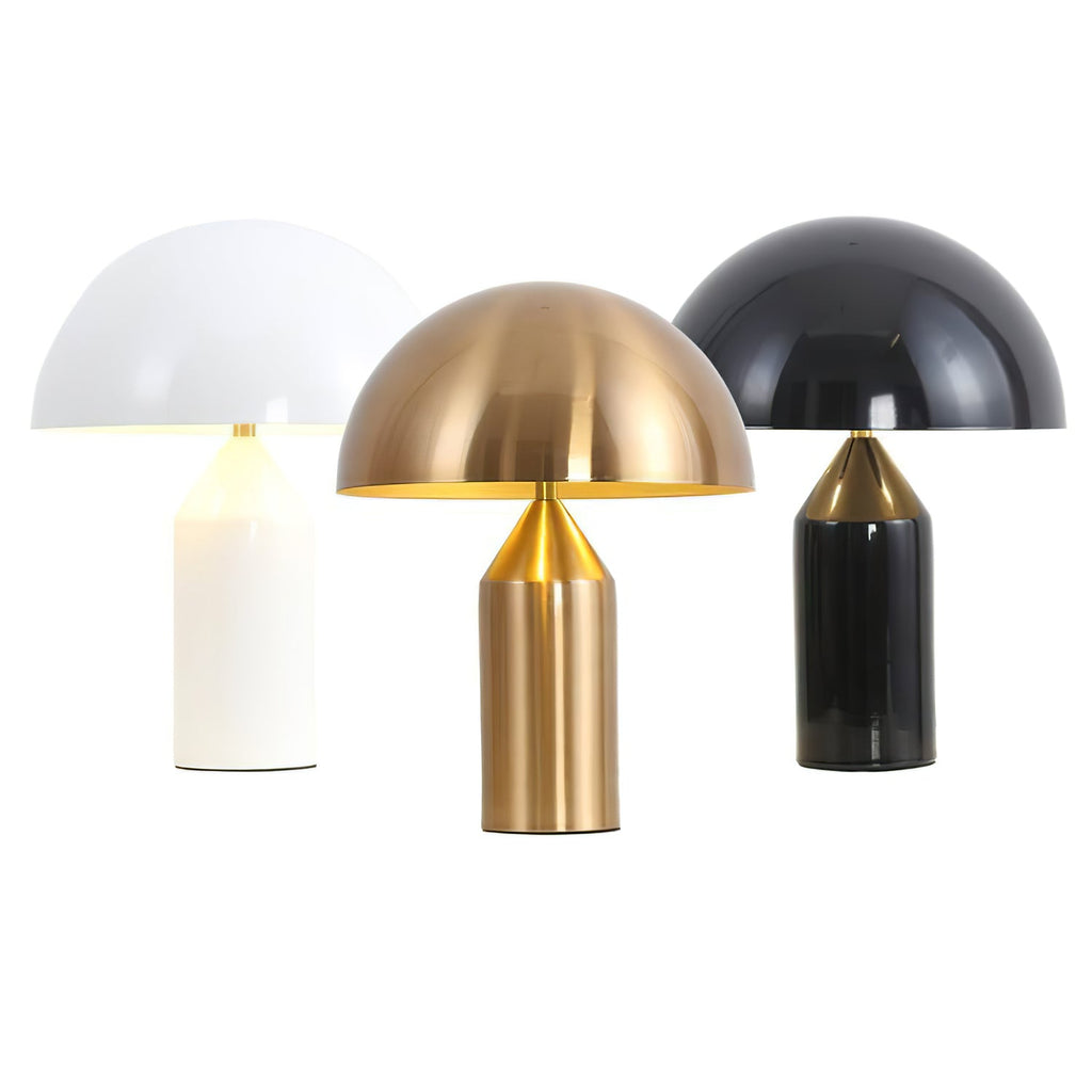 Mushroom Dome Metal Table Lamp With Sculptural Base