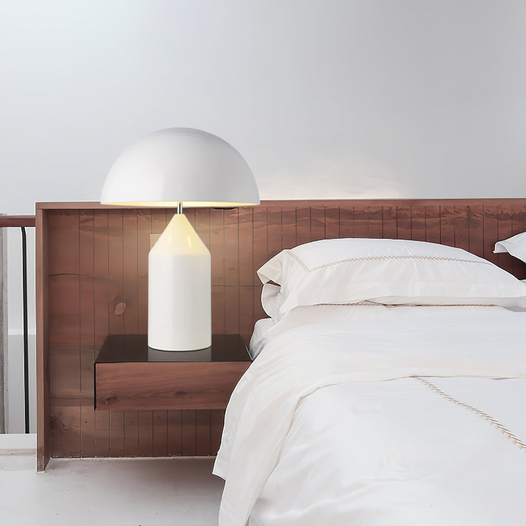 Mushroom Dome Metal Table Lamp With Sculptural Base