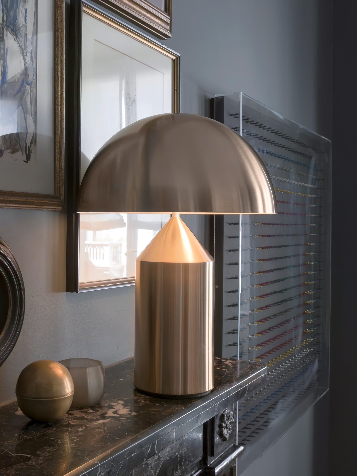Mushroom Dome Metal Table Lamp With Sculptural Base