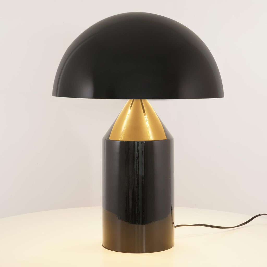 Mushroom Dome Metal Table Lamp With Sculptural Base