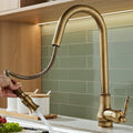 Vintage Pull Out Kitchen Tap Solid Brass Traditional Single Lever Kitchen Mixer Tap with Pull Down Spray Head for Farmhouse and Classic Kitchens