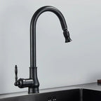 Vintage Pull Out Kitchen Tap Solid Brass Traditional Single Lever Kitchen Mixer Tap with Pull Down Spray Head for Farmhouse and Classic Kitchens
