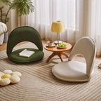 Foldable Floor Chair with Adjustable Backrest Padded Corduroy or Sherpa Fabric Armless Lazy Seat Carbon Steel Frame for Living Room and Bedroom
