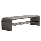 Faux Leather Shoe Bench with Storage Shelf Carbon Steel Entryway Bench Upholstered Hallway Seat with Side Pocket for Entryway and Bedroom