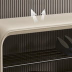 Faux Leather Shoe Bench with Storage Shelf Carbon Steel Entryway Bench Upholstered Hallway Seat with Side Pocket for Entryway and Bedroom