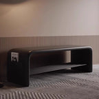 Faux Leather Shoe Bench with Storage Shelf Carbon Steel Entryway Bench Upholstered Hallway Seat with Side Pocket for Entryway and Bedroom