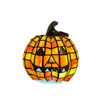 Stained Glass Pumpkin Table Lamp Jack O Lantern Decorative Light Glass and Resin Halloween Bedside Lamp for Living Room | Bedroom and Kids Room