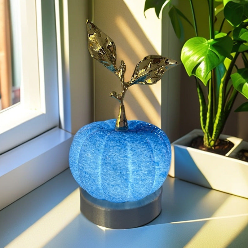 Pumpkin Table Lamp Glass and Metal LED Bedside Lamp USB Powered Touch Control Warm Light Halloween Night Lamp for Bedroom | Desk and Living Room