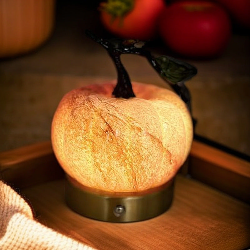 Pumpkin Table Lamp Glass and Metal LED Bedside Lamp USB Powered Touch Control Warm Light Halloween Night Lamp for Bedroom | Desk and Living Room