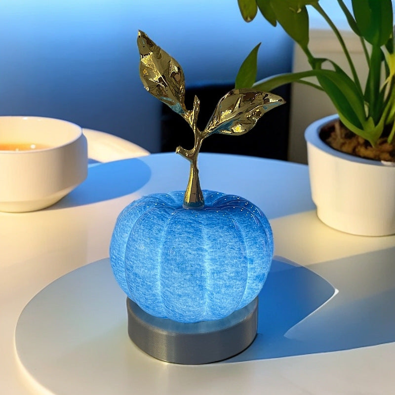 Pumpkin Table Lamp Glass and Metal LED Bedside Lamp USB Powered Touch Control Warm Light Halloween Night Lamp for Bedroom | Desk and Living Room