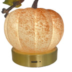 Pumpkin Table Lamp Glass and Metal LED Bedside Lamp USB Powered Touch Control Warm Light Halloween Night Lamp for Bedroom | Desk and Living Room