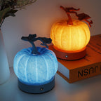 Pumpkin Table Lamp Glass and Metal LED Bedside Lamp USB Powered Touch Control Warm Light Halloween Night Lamp for Bedroom | Desk and Living Room