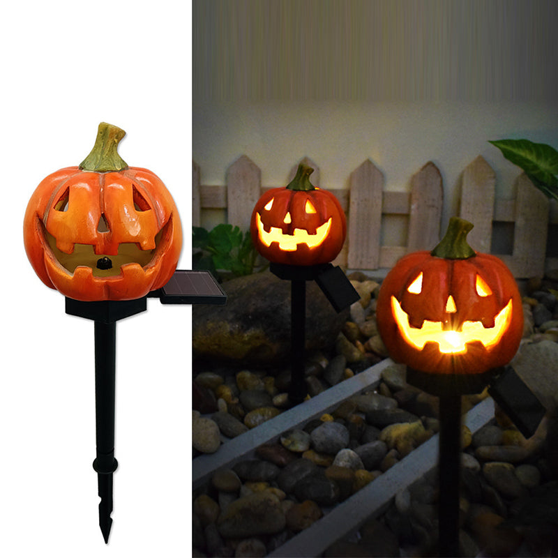 Solar Pumpkin Stake Light Halloween Jack O Lantern Garden Light LED Resin Pumpkin Ground Stake Lamp Waterproof for Lawn | Path and Patio Decoration