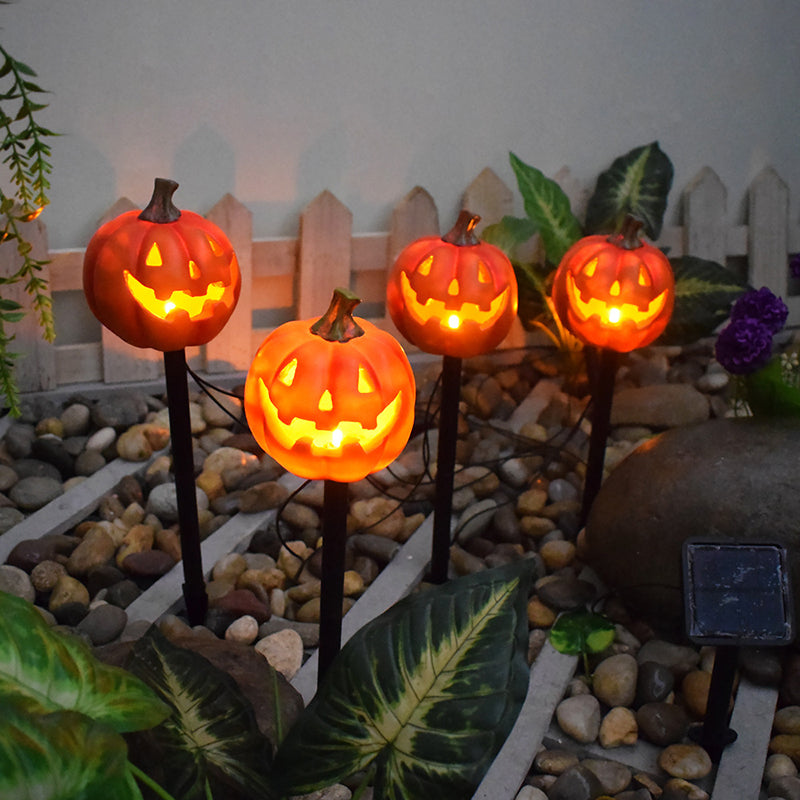 Solar Pumpkin Stake Light Halloween Jack O Lantern Garden Light LED Resin Pumpkin Ground Stake Lamp Waterproof for Lawn | Path and Patio Decoration