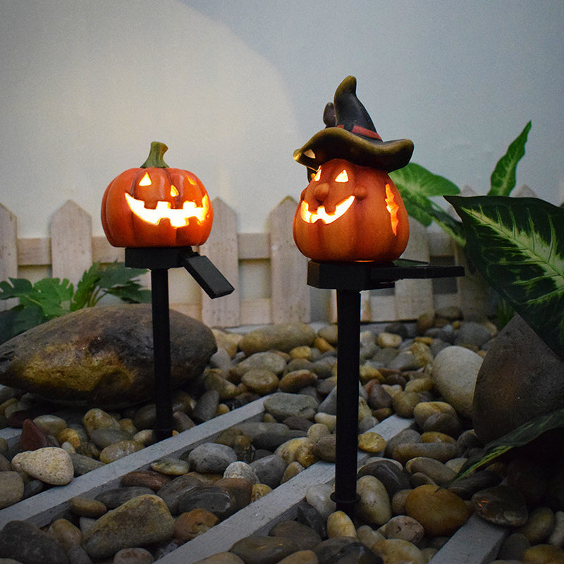 Solar Pumpkin Stake Light Halloween Jack O Lantern Garden Light LED Resin Pumpkin Ground Stake Lamp Waterproof for Lawn | Path and Patio Decoration