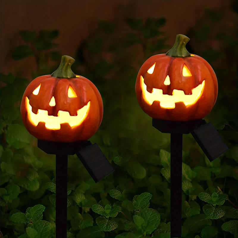 Solar Pumpkin Stake Light Halloween Jack O Lantern Garden Light LED Outdoor Ground Plug Light Weather Resistant Pathway Decoration