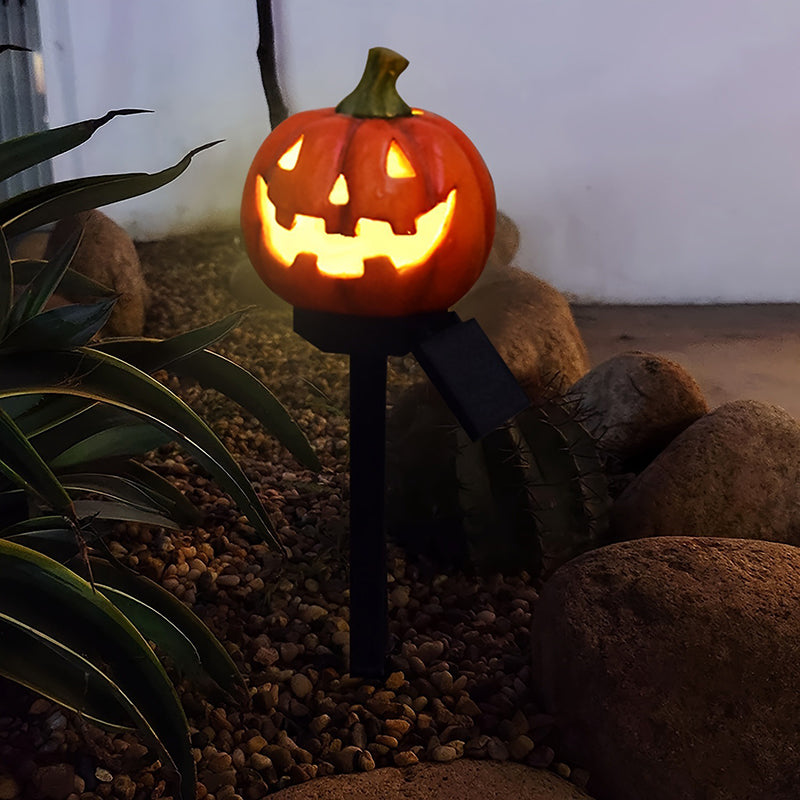 Solar Pumpkin Stake Light Halloween Jack O Lantern Garden Light LED Outdoor Ground Plug Light Weather Resistant Pathway Decoration