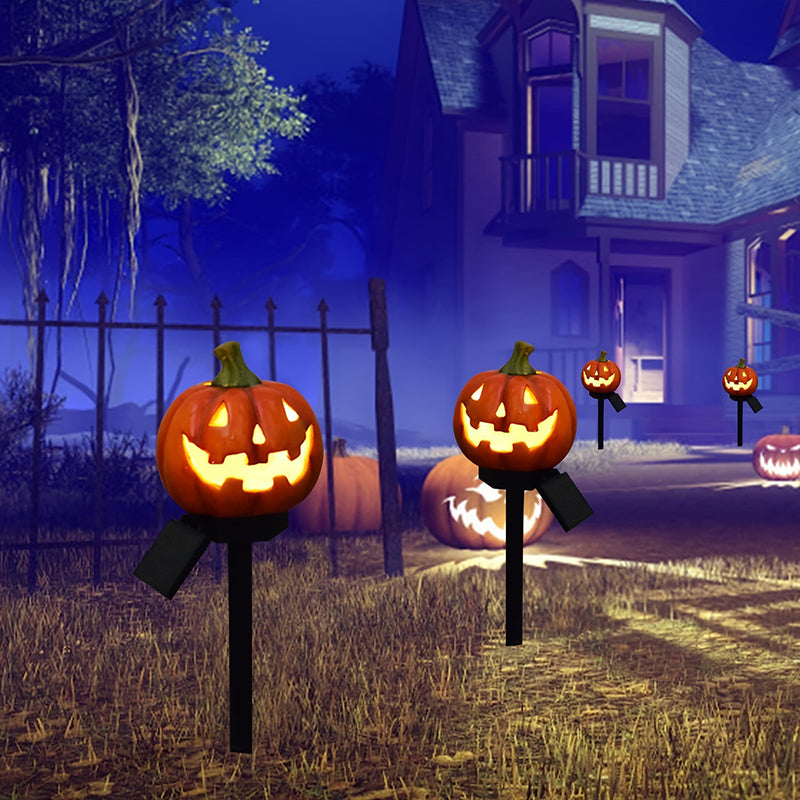 Solar Pumpkin Stake Light Halloween Jack O Lantern Garden Light LED Outdoor Ground Plug Light Weather Resistant Pathway Decoration