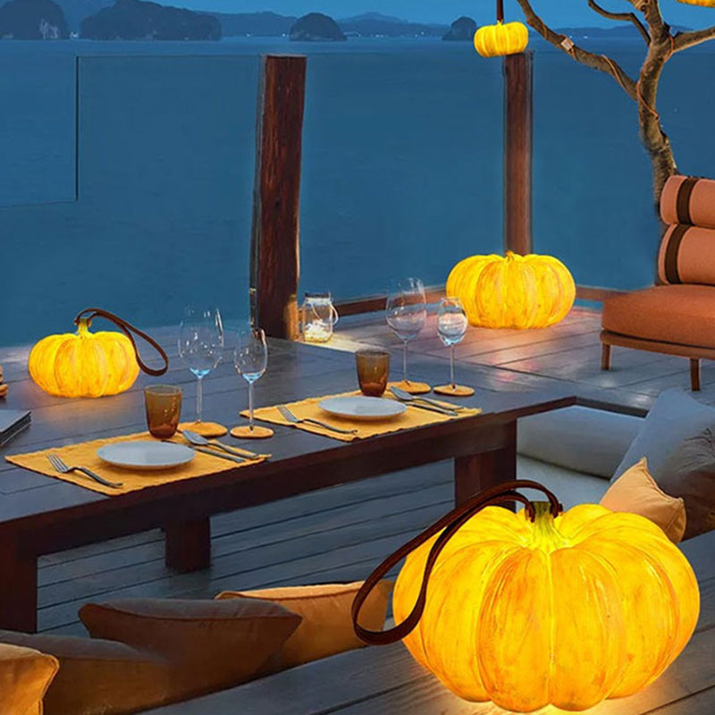 Pumpkin Floor Lamp Resin LED Outdoor Garden Light Waterproof Pumpkin Shaped Lantern Halloween and Autumn Decoration for Patio and Lawn
