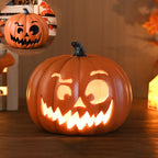 Pumpkin Lamp LED Jack O Lantern Light Carved Pumpkin Floor Lamp Battery Operated Halloween Lantern for Living Room | Hallway and Shop Display