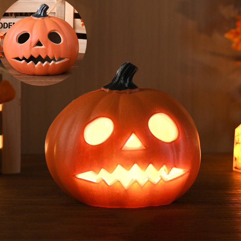 Pumpkin Lamp LED Jack O Lantern Light Carved Pumpkin Floor Lamp Battery Operated Halloween Lantern for Living Room | Hallway and Shop Display