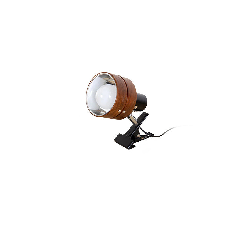 Wooden Clip On Spotlight Japanese Style Clamp Lamp Adjustable Wood and Metal Reading Light for Bedside | Shelf and Desk