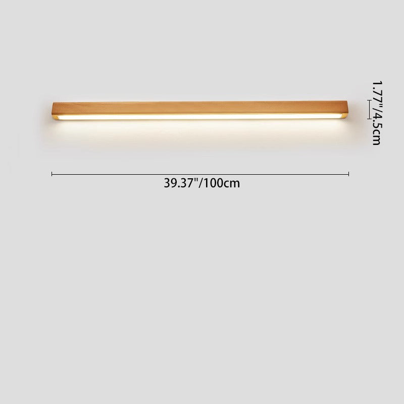 Solid Wood LED Wall Light Linear Strip Wall Lamp Japanese Minimalist Mirror Light for Bathroom Vanity | Bedside and Hallway