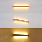 Solid Wood LED Wall Light Linear Strip Wall Lamp Japanese Minimalist Mirror Light for Bathroom Vanity | Bedside and Hallway