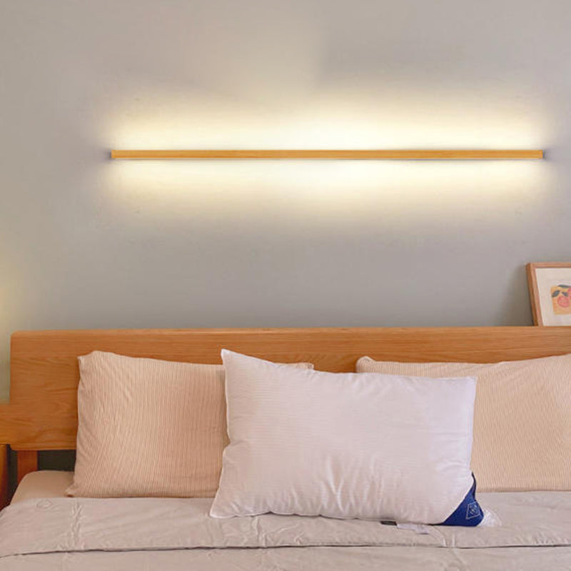Solid Wood LED Wall Light Linear Strip Wall Lamp Japanese Minimalist Mirror Light for Bathroom Vanity | Bedside and Hallway