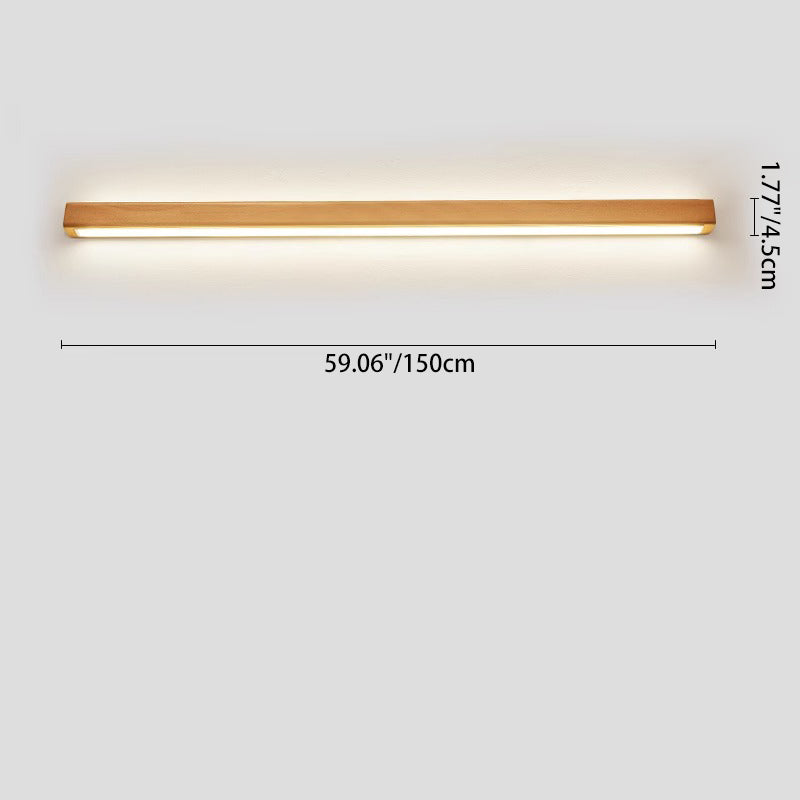 Solid Wood LED Wall Light Linear Strip Wall Lamp Japanese Minimalist Mirror Light for Bathroom Vanity | Bedside and Hallway